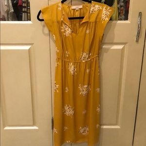 Loft Midi Mustard Yellow Dress Petites